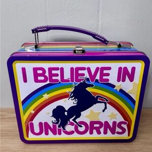 I Believe In Unicorns Rainbow Metal tin Lunchbox
